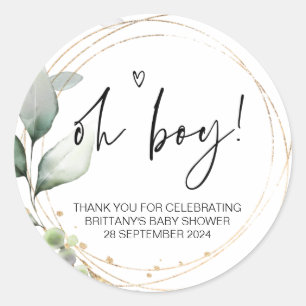 Baby Shower Oh Boy Mamma för att vara partivän Runt Klistermärke