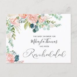 Baby Shower Omplaneras Rosa Blommig Meddelande Vykort