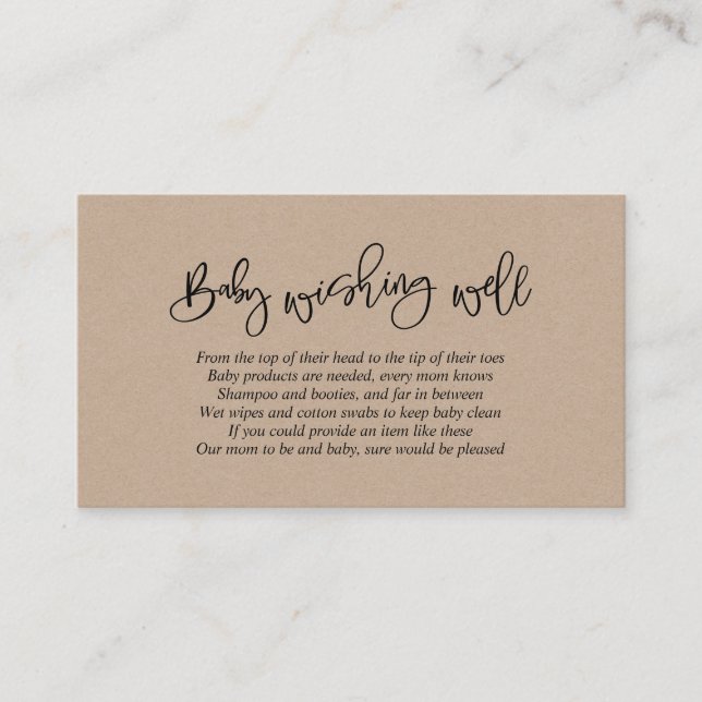 Baby Shower, önskebrunn, Creative Kraft-skrift Tilläggskort (Framsida)