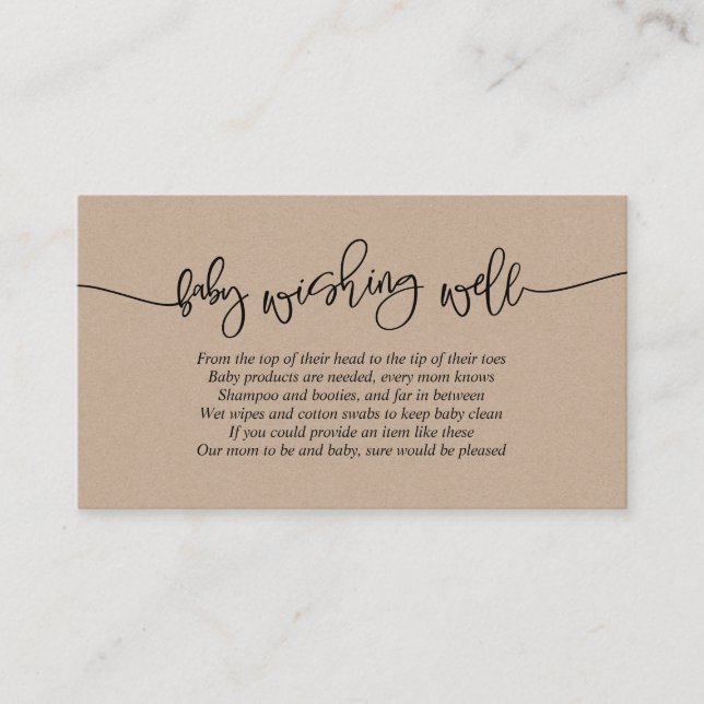 Baby Shower, önskebrunn, Creative Kraft-skrift Tilläggskort (Framsida)