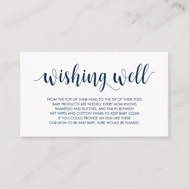 Baby Shower, önskebrunn, Modern Rustik Marinblå Tilläggskort (Framsida)