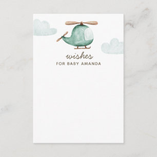 Baby Shower Önskemål & Advice. Vattenfärghelikopte Tilläggskort