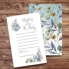 Baby Shower Önskemål Dusty Blue Flower Greenery