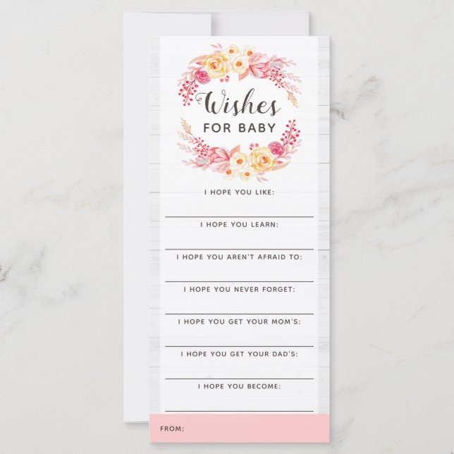 Baby Shower Önskespel Shabby Chic Rustik Floral (Framsida)