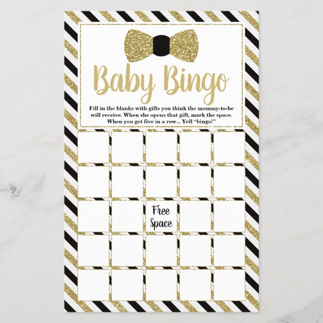 Baby Shower Ord Search, Bow Tie Flygblad (Framsidan)