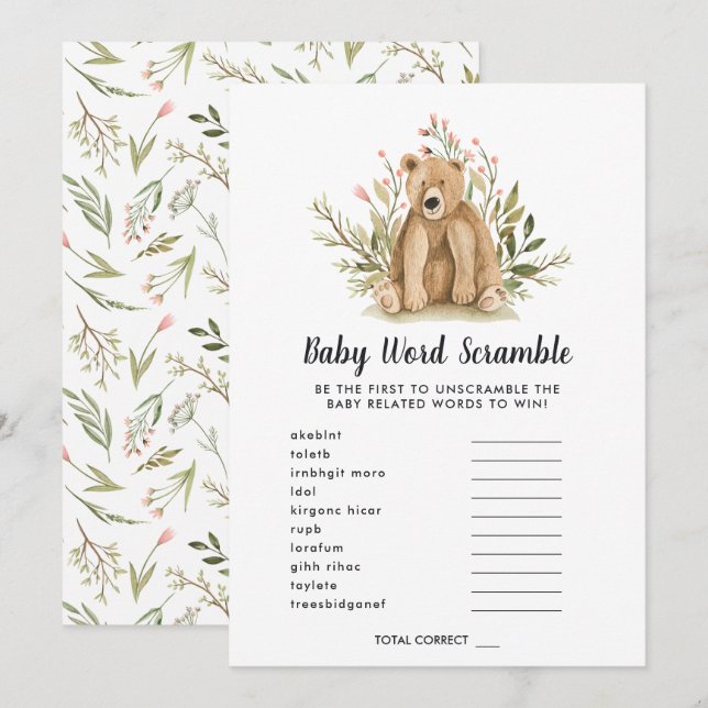 Baby Shower Ordspråk Förvrängning Spelkort Inbjudningar (Fram/baksida)