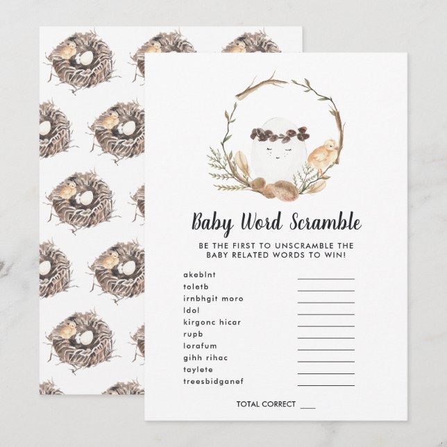 Baby Shower Ordspråk Förvrängning Spelkort Inbjudningar (Fram/baksida)