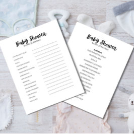Baby Shower Ordspråk Scramblespel Brevhuvud