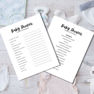 Baby Shower Ordspråk Scramblespel Brevhuvud