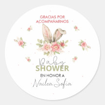 Baby Shower Orejas de Conejo Rosa y Flores