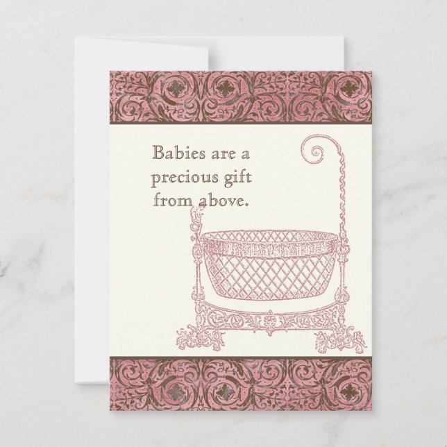 Baby Shower OSA - Rosa Brown Damask Cradle (Framsida)