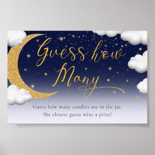 Baby Shower Över Månen Gissa Hur Många Tecken Poster