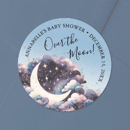 Baby Shower över månen Runt Klistermärke