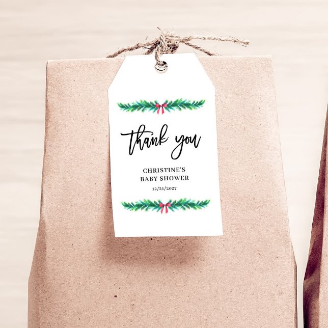 Baby Shower på julvinter Presentetikett (Skapare uppladdad)