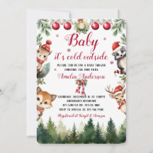 Baby Shower på julvinter Woodland Animals
