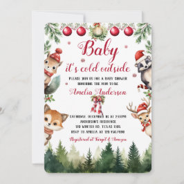 Baby Shower på julvinter Woodland Animals Inbjudningar