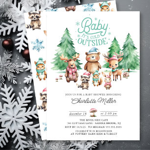 Baby Shower på julvinter Woodland Animals Inbjudningar