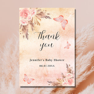 Baby Shower pampas gräs ro guld blommigt boho Tack Kort