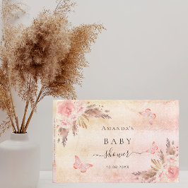 Baby Shower pampas gräs ro guld Gästböcker