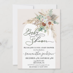 Baby Shower Pampasgräs Boho Båge Modern Inbjudningar