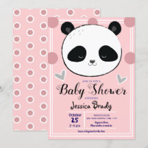 Baby Shower Panda Ansikte och Rosa Polka dots