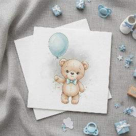 Baby Shower Paper  for Boy Blue Balloon Teddy Bear Pappersservett