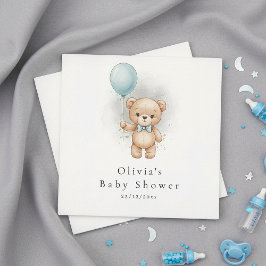 Baby Shower Paper  for Boy Blue Balloon Teddy Bear Pappersservett
