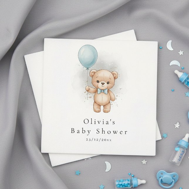 Baby Shower Paper  for Boy Blue Balloon Teddy Bear Pappersservett (Skapare uppladdad)