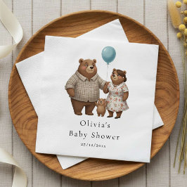 Baby Shower Paper  for Boy Blue Balloon Teddy Bear Pappersservett