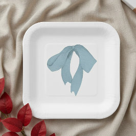 Baby Shower Paper Plates for Boy – Blue Bow