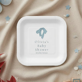 Baby Shower Paper Plates for Boy – Blue Bow