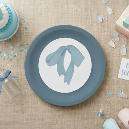 Baby Shower Paper Plates for Boy – Blue Bow