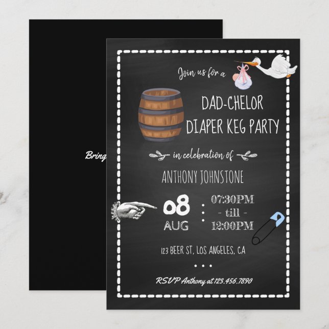 Baby Shower Pappakalaspingst Tavla Inbjudningar (Fram/baksida)