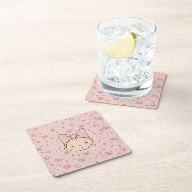 Baby shower papy-coaster för flicka underlägg papper kvadrat (Insitu)