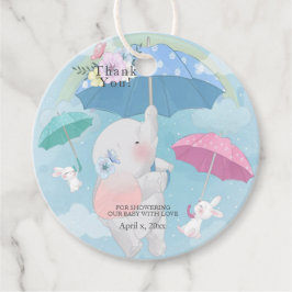 Baby Shower Parbrellas Elephant Bunnies Gåvor Etiketter
