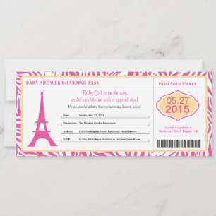 Baby Shower Paris Boarding Pass Inbjudningar