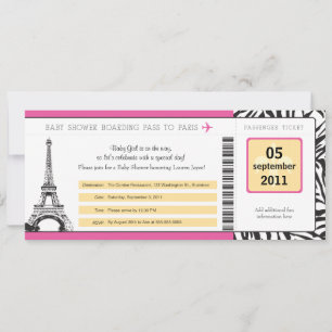 Baby Shower Paris Boarding Pass Inbjudningar