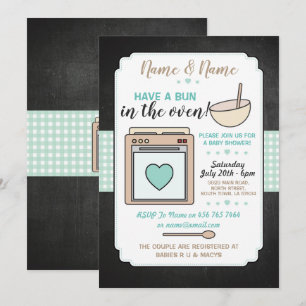 Baby Shower Party Bun i Oven Gender Reveal Inbjudningar