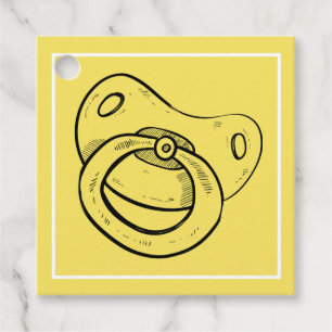 Baby Shower Party - Gult Nappar - Gåvor Etiketter