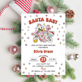 Baby Shower Party i Santa Baby Cute Groovy Boll Inbjudningar