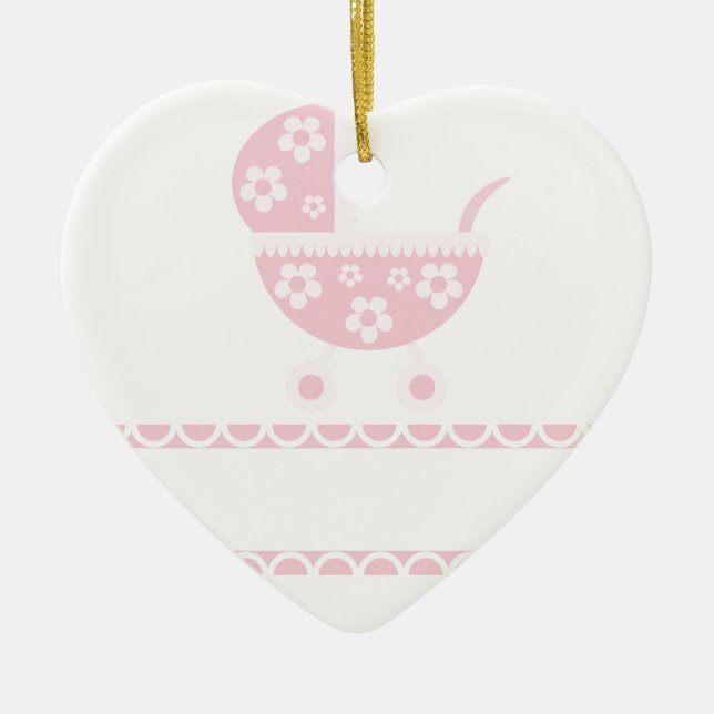 Baby Shower Party Rosa Blommar Girly Mor Julgransprydnad Keramik (Framsidan)