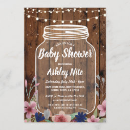 Baby Shower Party Rustic Burk Wood Blommigt Inbjud Inbjudningar
