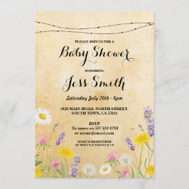 Baby Shower Party Rustic Vild Flowers Cute Inbjuda Inbjudningar