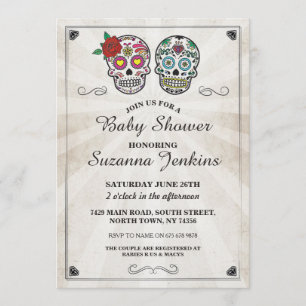Baby Shower Party Sugar Skull Party Inbjudan