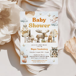 Baby Shower Party, träddjur, babyskor Inbjudningar