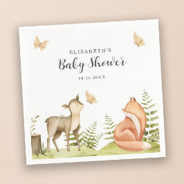 Baby Shower Party, träddjur, babyskor Pappersservett