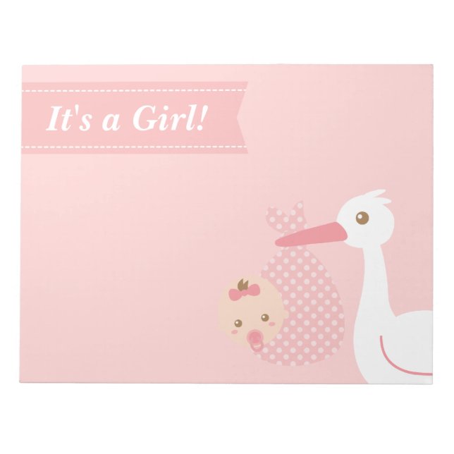 Baby Shower-partygåva - Storken levererar babyflic Anteckningsblock (Framsida)