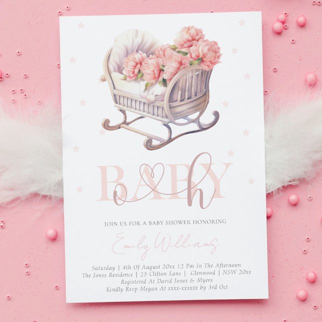 Baby Shower pastel Baby Basket Inbjudningar (Skapare uppladdad)