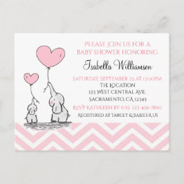 Baby Shower Pastell Bebis Elefant med Hjärta Anpas Inbjudan Vykort
