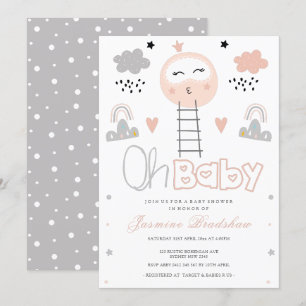 Baby Shower Pathway till Måne Oh Baby Inbjudningar